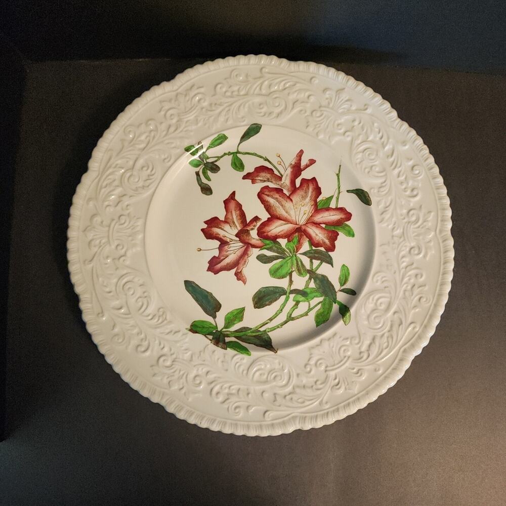 Vtg ROYAL CAULDON Pink Hibiscus Flowers Floral 11" Ceramic Plate England 1950's